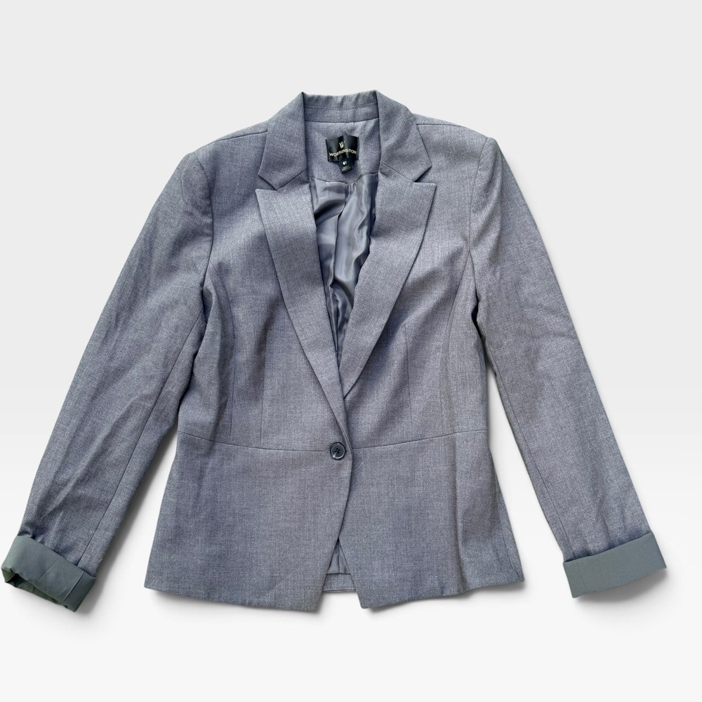 Worthington Womens Gray Single Button Blazer Jacket Size 8T Tall Lined Business